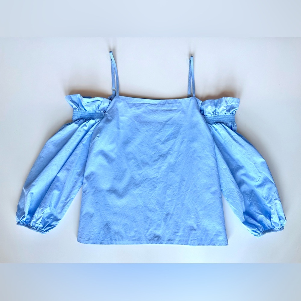 Off-the-Shoulder Sky Blue Blouse